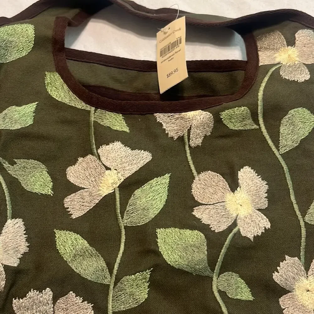 New with tags Coldwater Creek embroidered hobo bag.